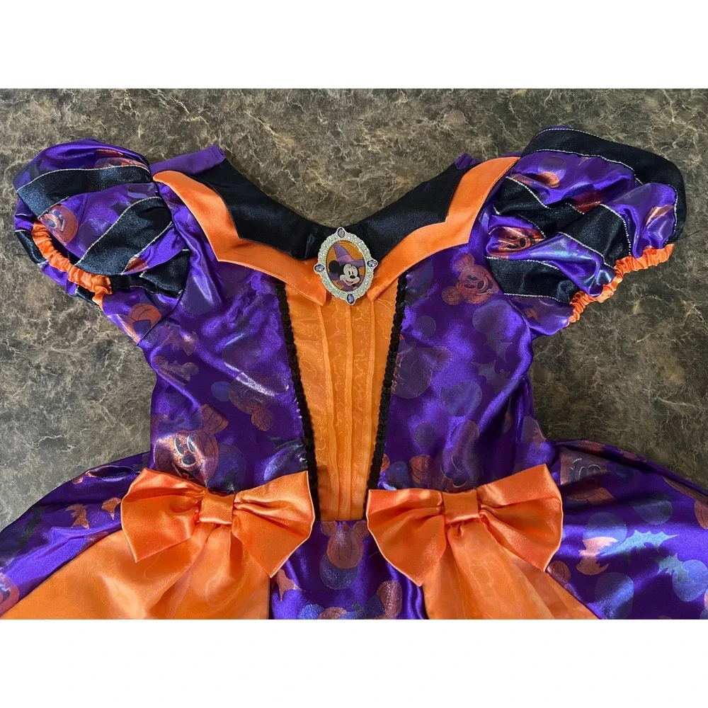 Disney Minnie Mouse Halloween Costume Dress Purple Orange Pumpkin Toddler 3 3T - Picture 2 of 10